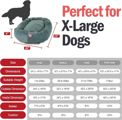 Micro Velvet Dog Bed, 52 Inch X-Large, Round, Washable, Azure
