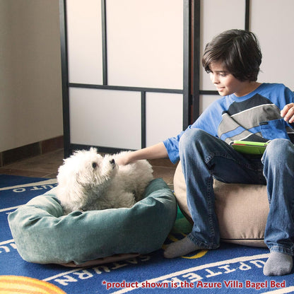 Micro Velvet Dog Bed, 52 Inch X-Large, Round, Washable, Azure
