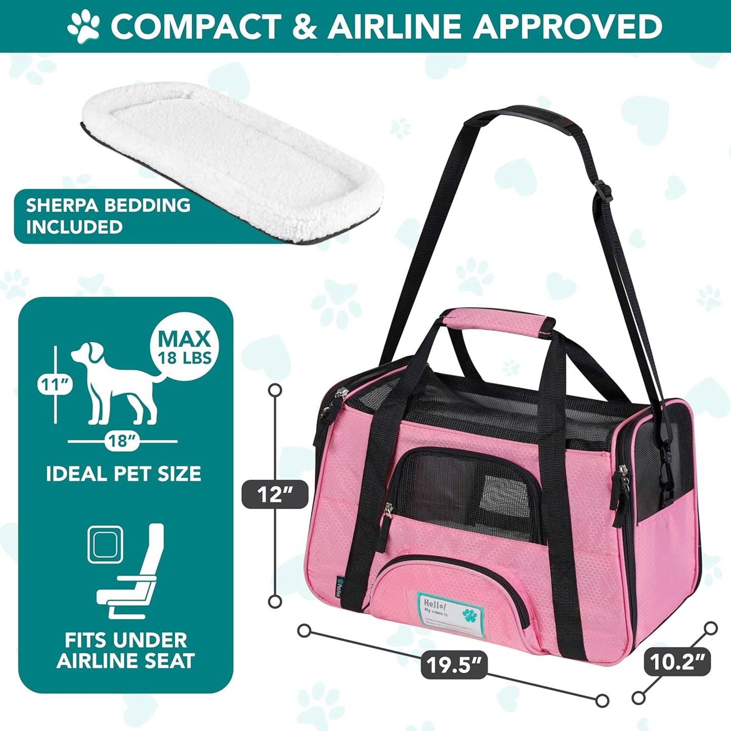 Airline-Approved Pet Carrier for Cats and Small Dogs, Large Size, Pink