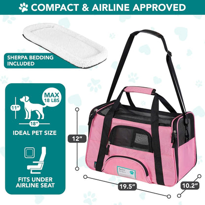 Airline-Approved Pet Carrier for Cats and Small Dogs, Large Size, Pink