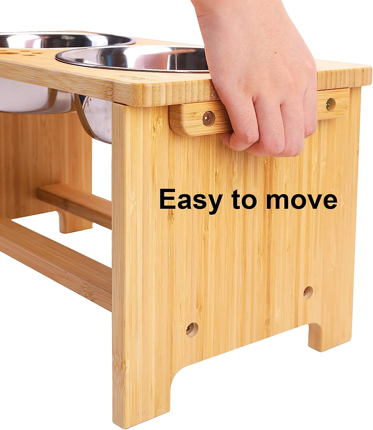 Elevated Dog Bowl Stand with Two Stainless Steel Bowls for Small, Medium, and Large Breeds