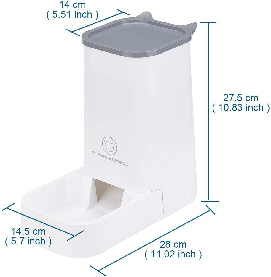 Automatic Pet Feeder and Water Dispenser Set, 1-Gallon Capacity Waterer and 2.1Kg Food Dispenser for Cats and Dogs, Self-Dispensing, Durable Polypropylene Construction
