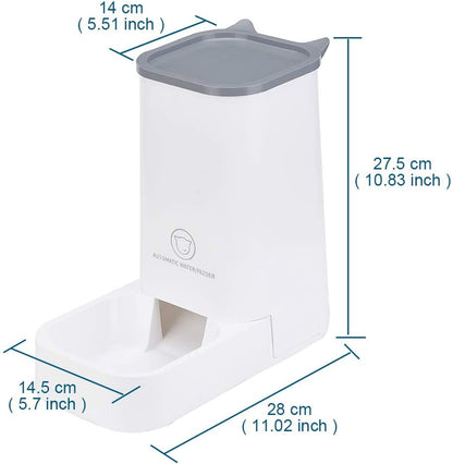 Automatic Pet Feeder and Water Dispenser Set, 1-Gallon Capacity Waterer and 2.1Kg Food Dispenser for Cats and Dogs, Self-Dispensing, Durable Polypropylene Construction