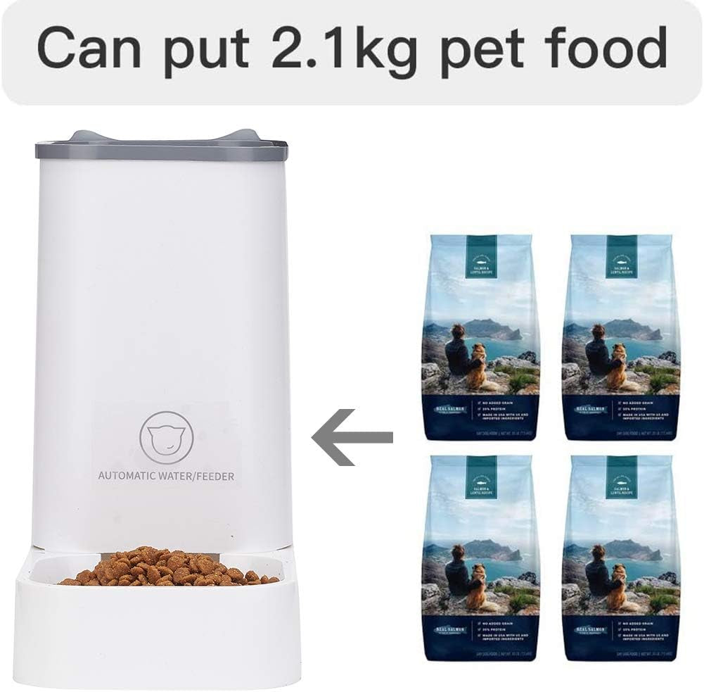Automatic Pet Feeder and Water Dispenser Set, 1-Gallon Capacity Waterer and 2.1Kg Food Dispenser for Cats and Dogs, Self-Dispensing, Durable Polypropylene Construction