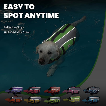 Dog Life Vest Front Float Dog Swim Vest, XXS, Bright Green