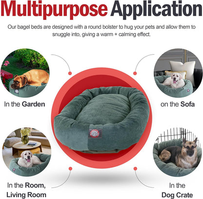 Micro Velvet Dog Bed, 52 Inch X-Large, Round, Washable, Azure