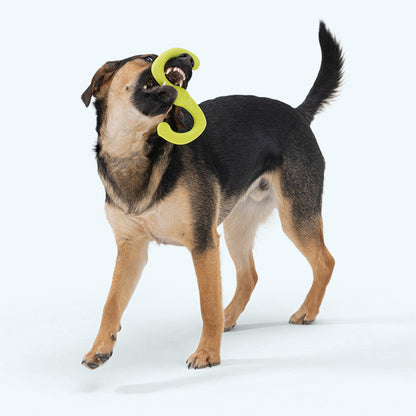 Bumi BUILT FOR GENTLE CHEWERS
Flexing to twice its length during tug-of-war, this S-shaped dog toy is a fan favorite. The smart design makes it a natural for fetch, tug-of-war, keep away, and other dog-and-human games.

Bumi’s stretchy shape makes for epi