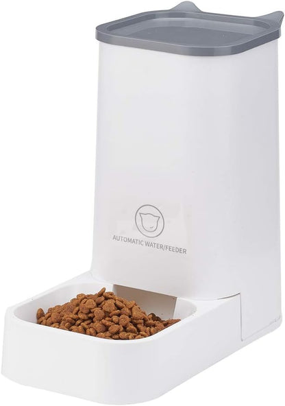 Automatic Pet Feeder and Water Dispenser Set, 1-Gallon Capacity Waterer and 2.1Kg Food Dispenser for Cats and Dogs, Self-Dispensing, Durable Polypropylene Construction