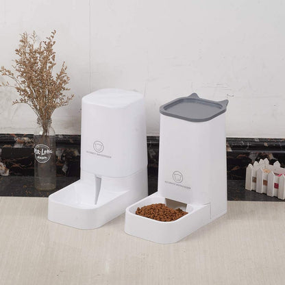 Automatic Pet Feeder and Water Dispenser Set, 1-Gallon Capacity Waterer and 2.1Kg Food Dispenser for Cats and Dogs, Self-Dispensing, Durable Polypropylene Construction