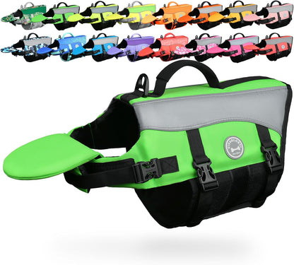 Dog Life Vest Front Float Dog Swim Vest, XXS, Bright Green