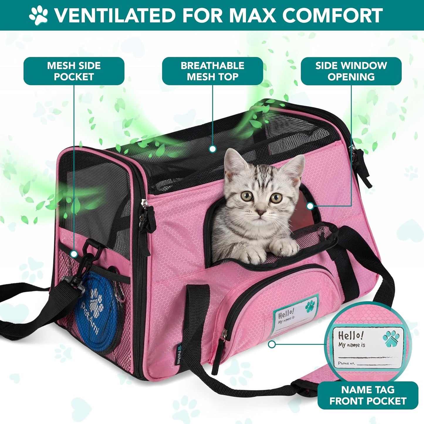 Airline-Approved Pet Carrier for Cats and Small Dogs, Large Size, Pink
