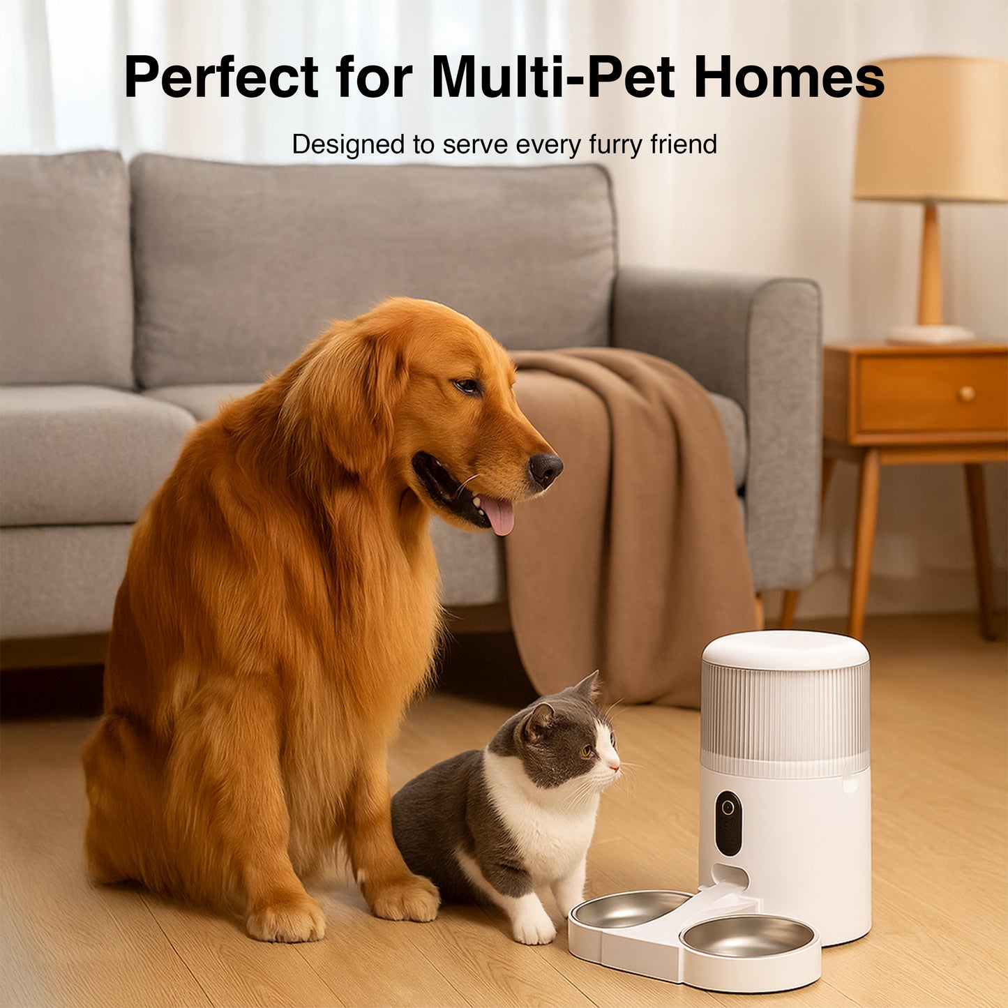 Purechew Sight Dual Automatic Pet Feeder with HD Camera and Dual Bowls for Cats and Dogs