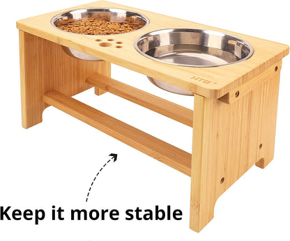 Elevated Dog Bowl Stand with Two Stainless Steel Bowls for Small, Medium, and Large Breeds