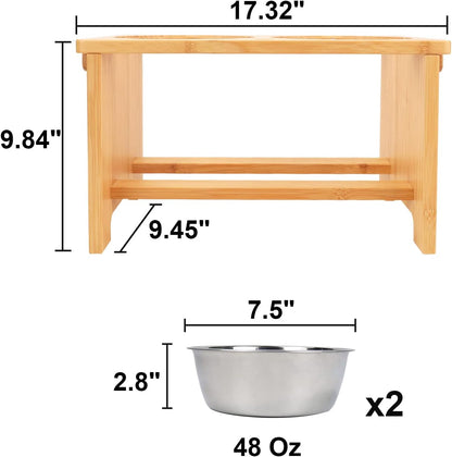 Elevated Dog Bowl Stand with Two Stainless Steel Bowls for Small, Medium, and Large Breeds