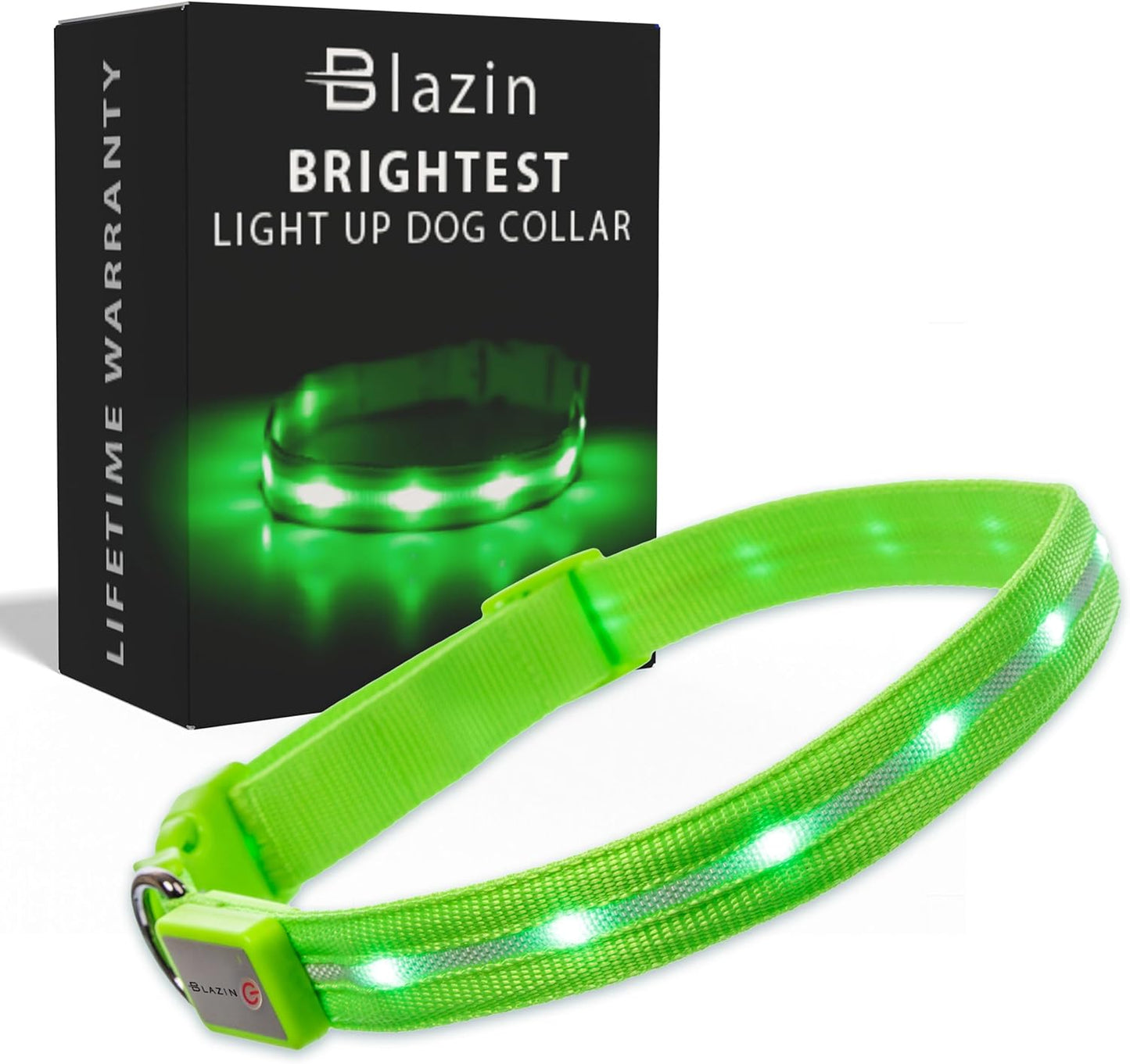 LED Dog Collar - Original USB Rechargeable and Waterproof Design - 1,000 Feet Visibility - Suitable for Small, Medium, and Large Dogs - Made in the USA