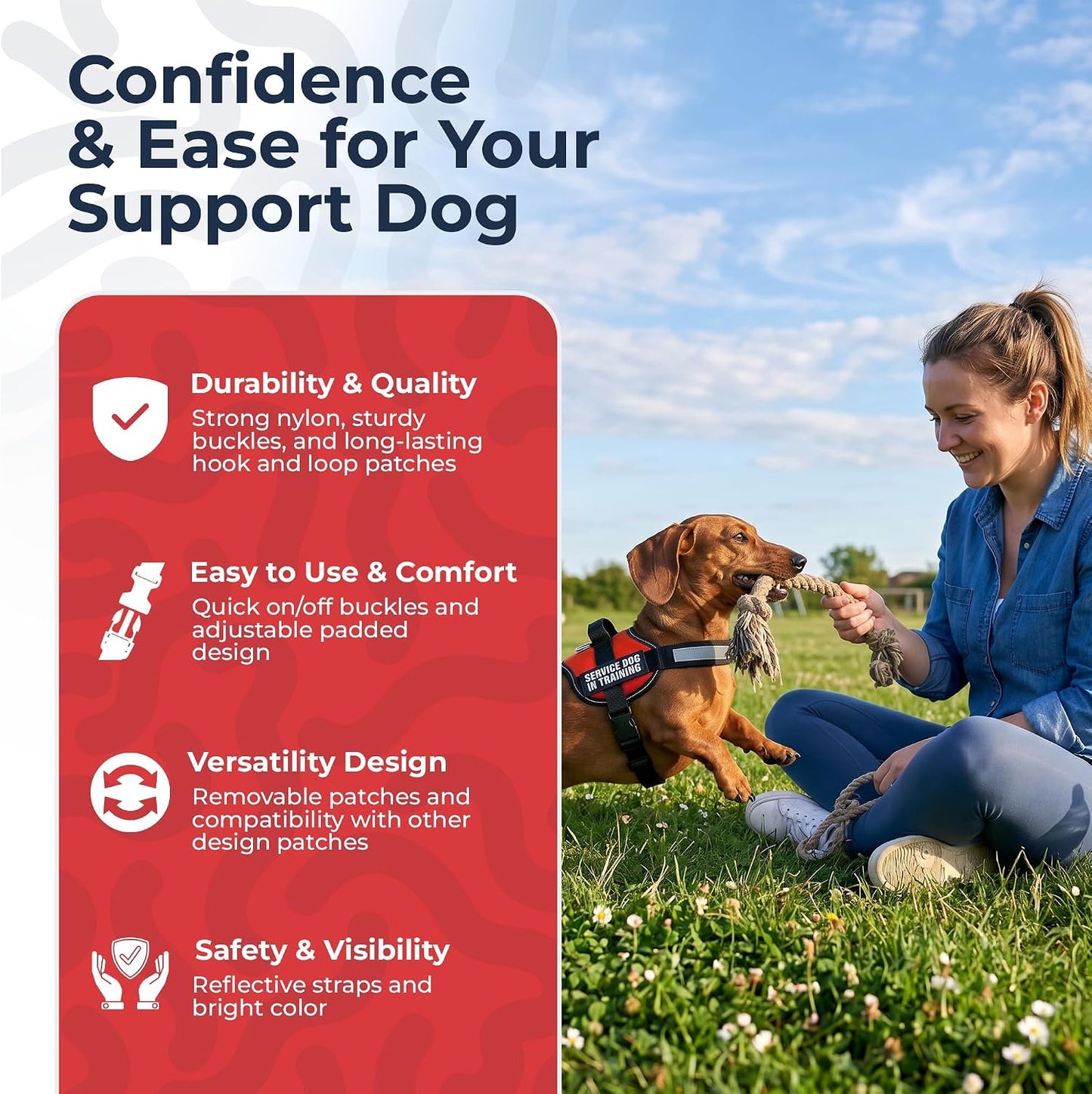 Service Dog Training Vest Harness, Extra Small (16.5-21.5 in), Red