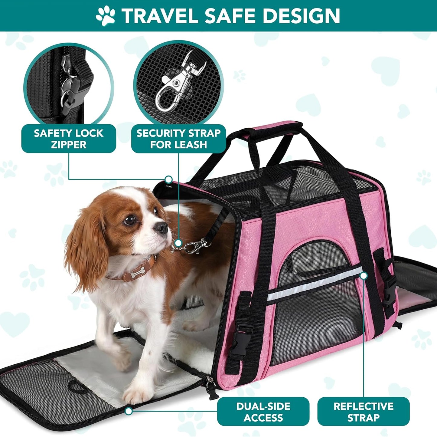 Airline-Approved Pet Carrier for Cats and Small Dogs, Large Size, Pink